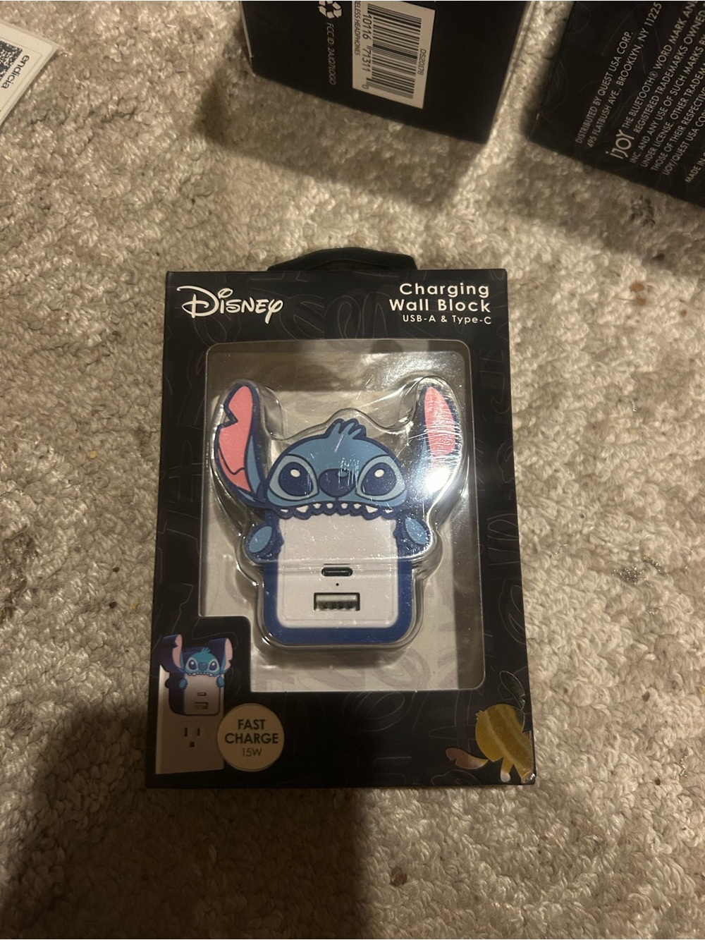 Disney Stitch Dual-Port USB-A + USB-C Fast Charge Wall Charger - Blue & Pink